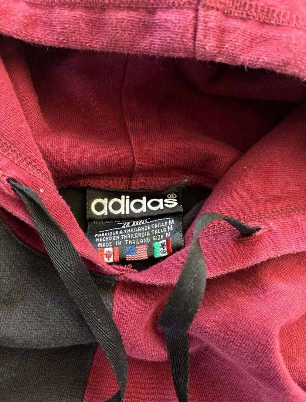 Vintage Adidas Split Color Trefoil Hoodie Size M - Picture 3 of 3